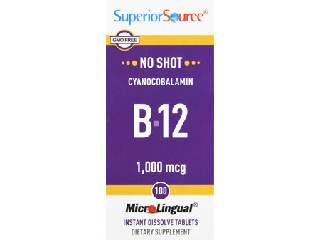 SuperiorSource No Shot B12 1,000 mcg MicroLingual Instant Dissolve Tablets