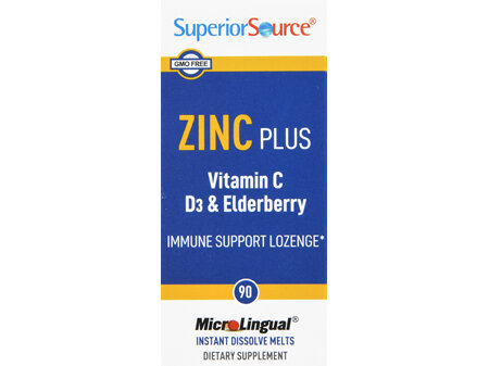SuperiorSource Zinc Plus Vitamin C D3 And Elderberry MicroLingual Instant Dissolve Melts