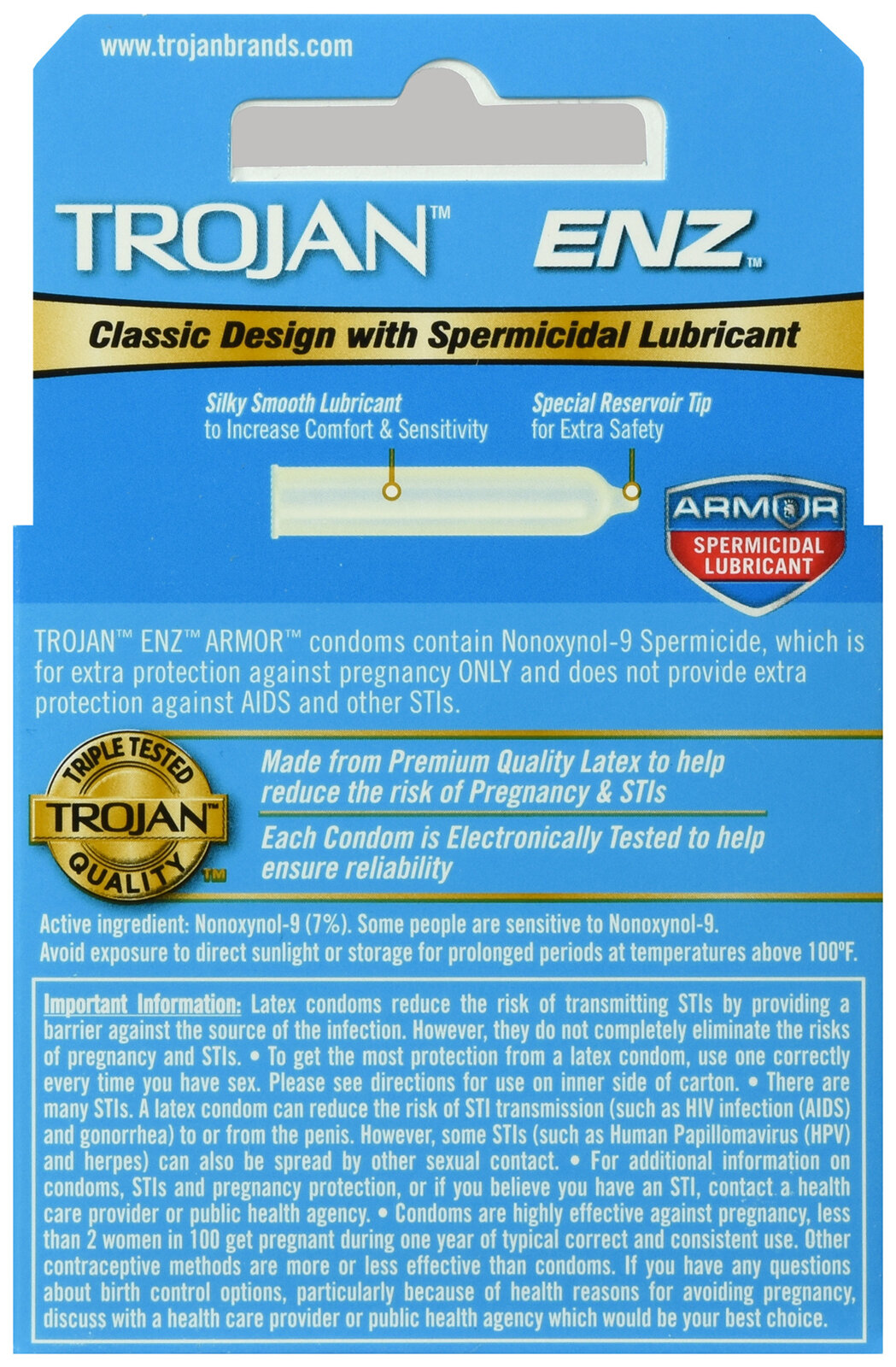 TROJAN ENZ Spermicidal Lubricated Latex Condoms - Rocky Ridge Drug Co. TROJAN ENZ Spermicidal Lubricated Latex Condoms - Rocky Ridge Drug Co.