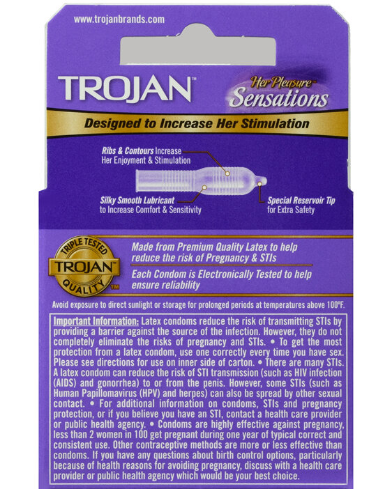 TROJAN Her Pleasure Sensations Lubricated Latex Condoms - Buena Vista Drug TROJAN Her Pleasure Sensations Lubricated Latex Condoms - Buena Vista Drug