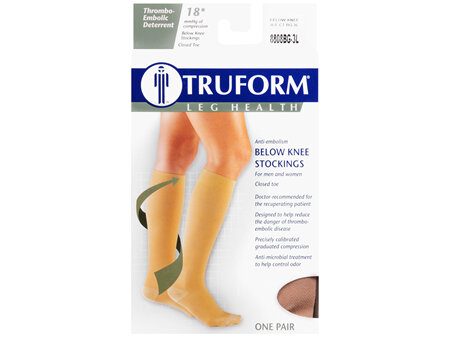 TRUFORM Anti-Embolism Below Knee Stockings Closed Toe Size 3XL Beige