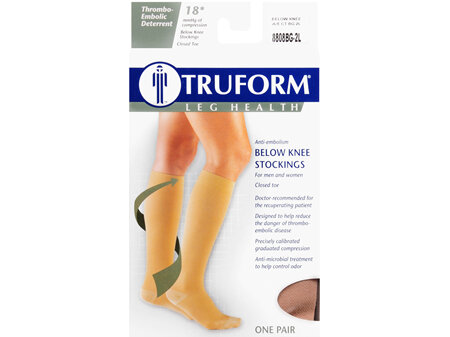 TRUFORM Anti-Embolism Below Knee Stockings Closed Toe Size 2XL Beige