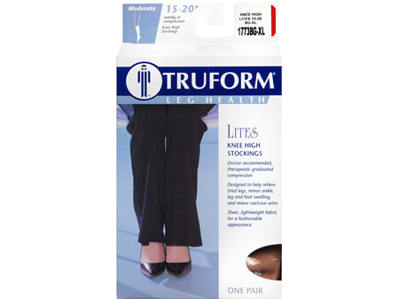 TRUFORM Lites Knee High Stockings Moderate Compression Size XL Beige