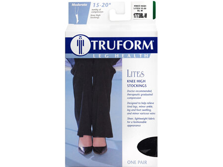 TRUFORM Lites Knee High Stockings Moderate Compression Size M Black