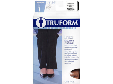 TRUFORM Lites Knee High Stockings Moderate Compression Size L Beige