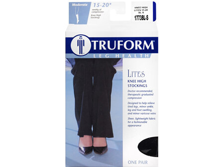 TRUFORM Lites Knee High Stockings Moderate Compression Size S Black