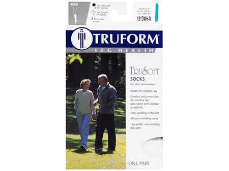 TRUFORM TruSoft Socks Mild Compression Over Calf Size M White