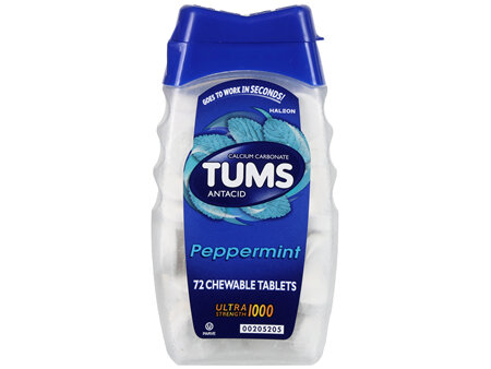 Tums Calcium Carbonate Antacid Chewable Tablets Peppermint
