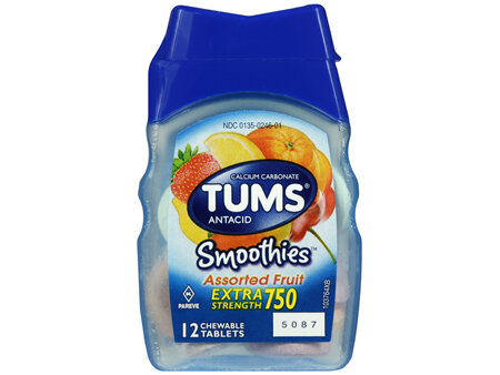 Tums Smoothies Extra Strength 750 Antacid Chewable Tablets Assorted Fruit