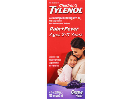 Tylenol Children's Pain + Fever Acetaminophen 160 mg Oral Suspension Grape
