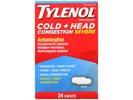 Tylenol Cold + Head Congestion Severe Caplets