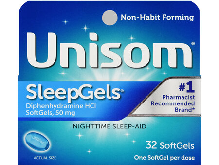 Unisom SleepGels Nighttime Sleep-Aid Diphenhydramine HCl 50 mg Softgels
