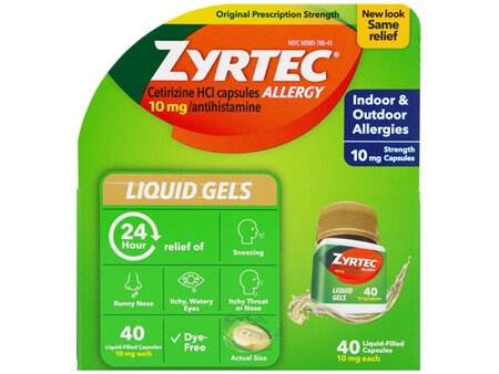 Zyrtec Allergy Cetirizine HCl 10 mg 24 Hour Liquid Gels